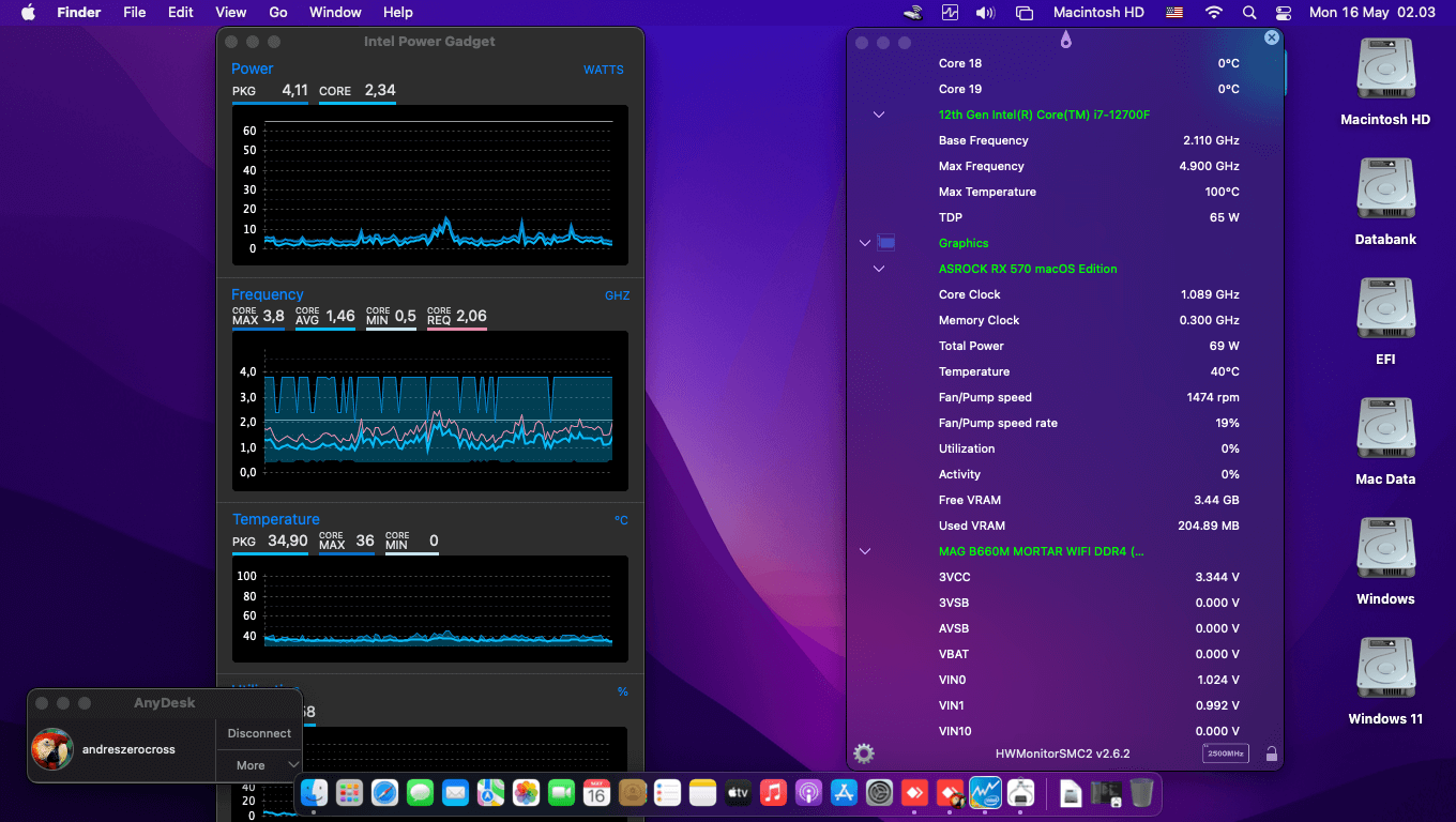 MSI MAG B660M Mortar Wifi DDR4 + Intel Core i7 12700F + Asrock RX 570 OpenCore 3