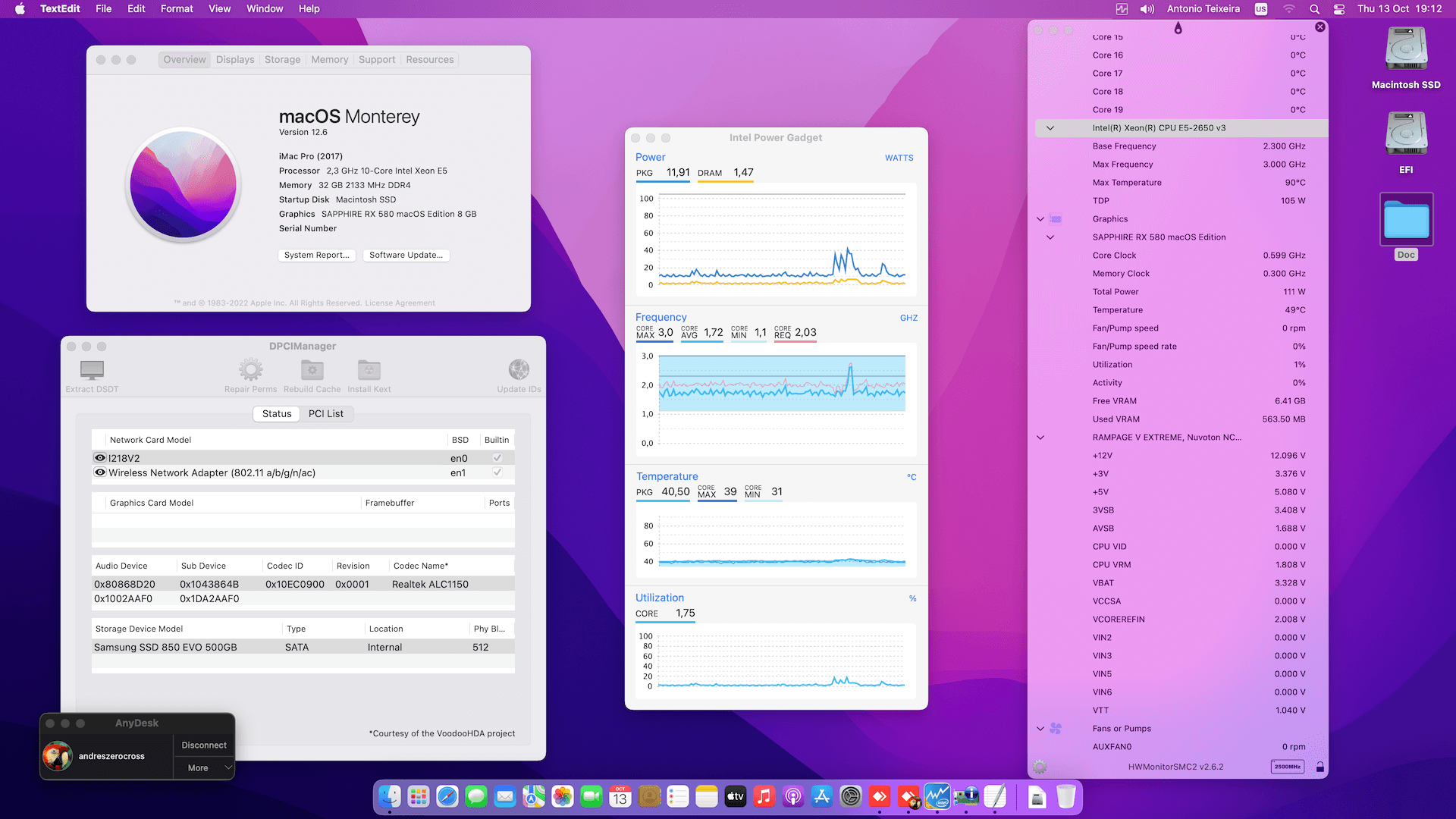 Asus Rampage V Extreme:U3.1 + Intel Xeon E5 2650 V3 + Sapphire RX 580 OpenCore 1