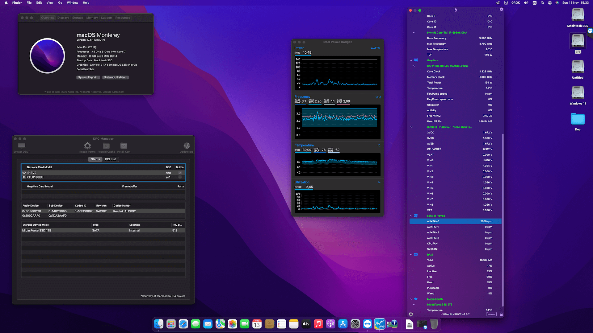 MSI X99S SLI PLUS + Intel Core i7 5930K + Sapphire RX 580   OpenCore 1