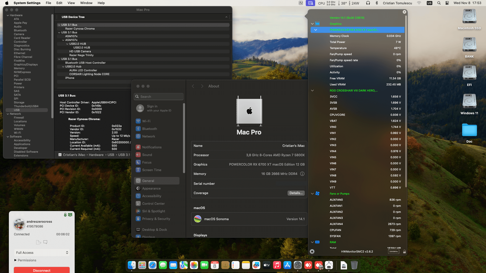 Asus ROG Crosshair VIII Dark Hero + AMD Ryzen 7 5800X + PowerColor RX 6700 XT   OpenCore 1