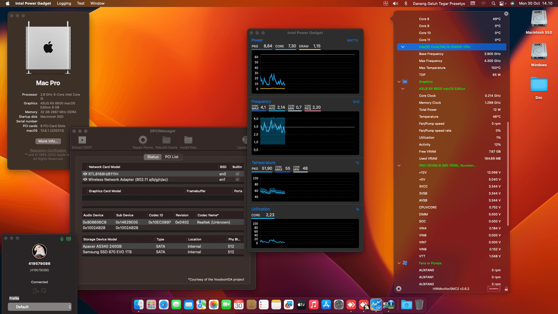 MSI H510M PRO E + Intel Core i5 10400F + Asus RX 6600   OpenCore 1
