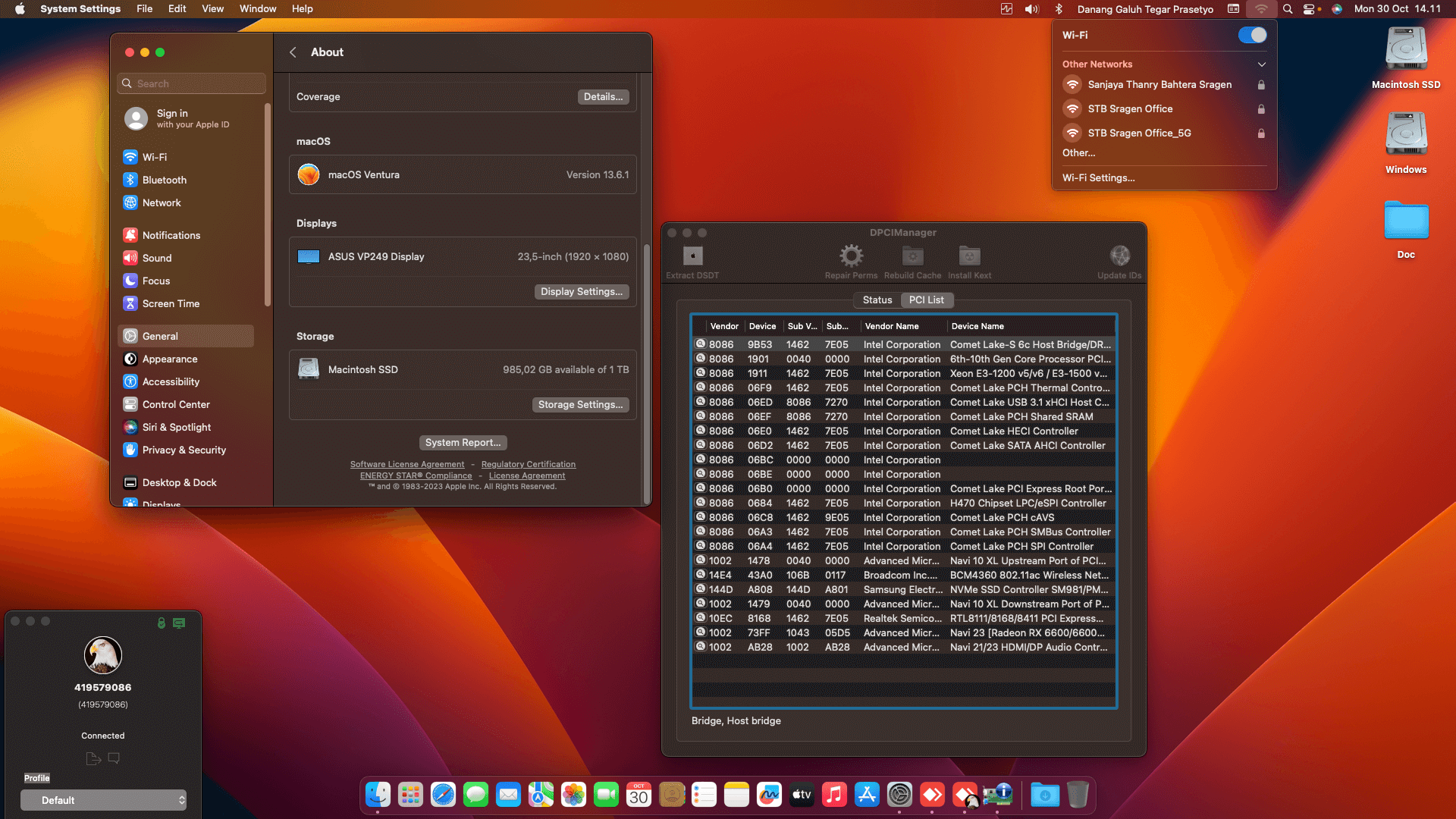 MSI H510M PRO E + Intel Core i5 10400F + Asus RX 6600   OpenCore 1