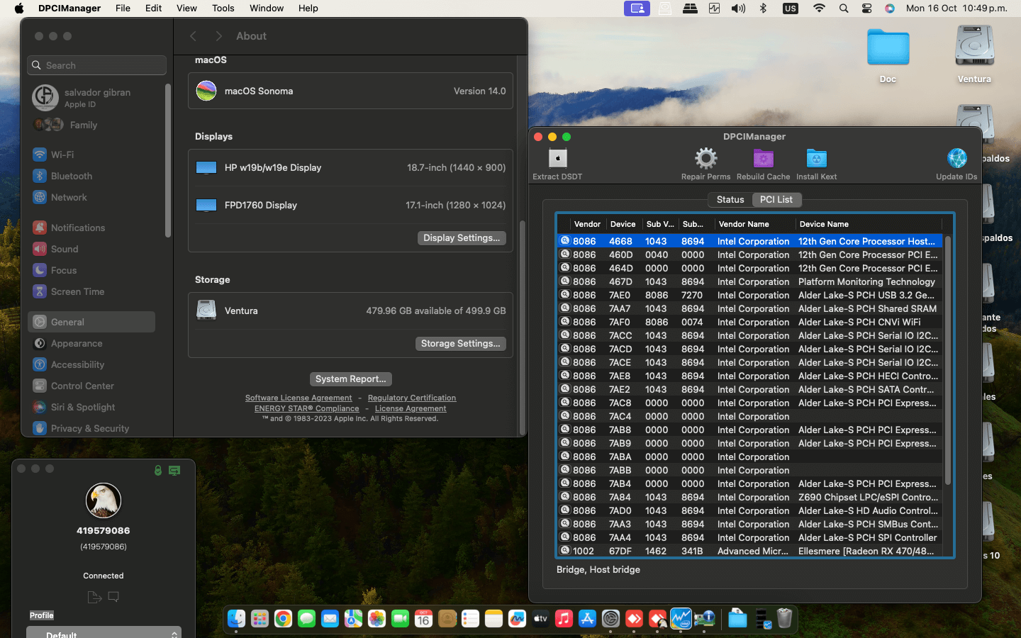 Asus ROG Strix Z690 A Gaming Wifi D4 + Intel Core i7 12700K + Peladn RX 580 2048SP 3rd   OpenCore 1