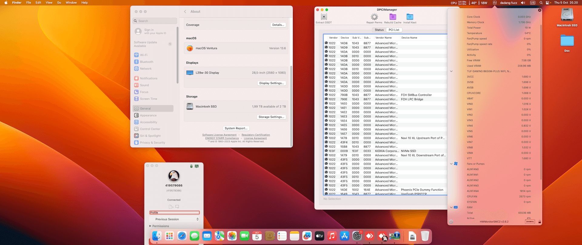 Asus TUF Gaming B650M PLUS WIFI + AMD Ryzen 9 7950X + Asus RX 6600   OpenCore 1