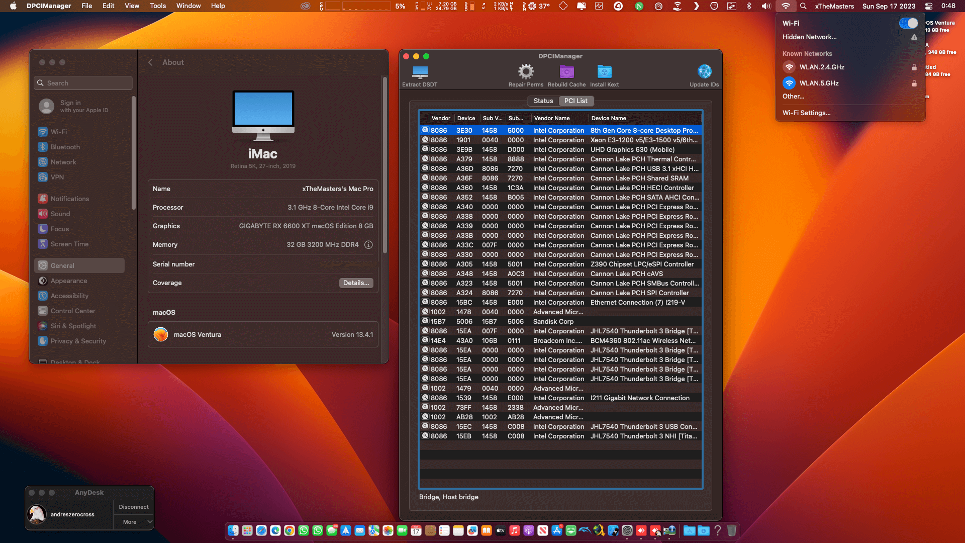 Gigabyte Z390 Designare + Intel Core i9 9900 + Gigabyte RX 6600 XT OpenCore 1