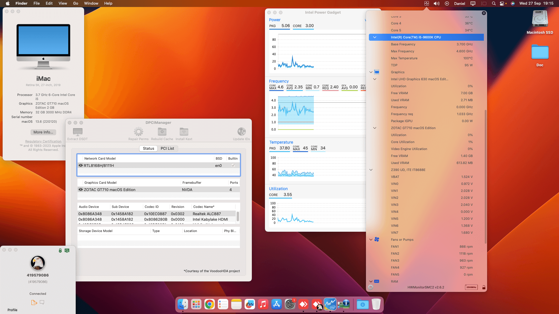 Gigabyte Z390 UD + Intel Core i5 9600K + Zotac GT 710   OpenCore 1