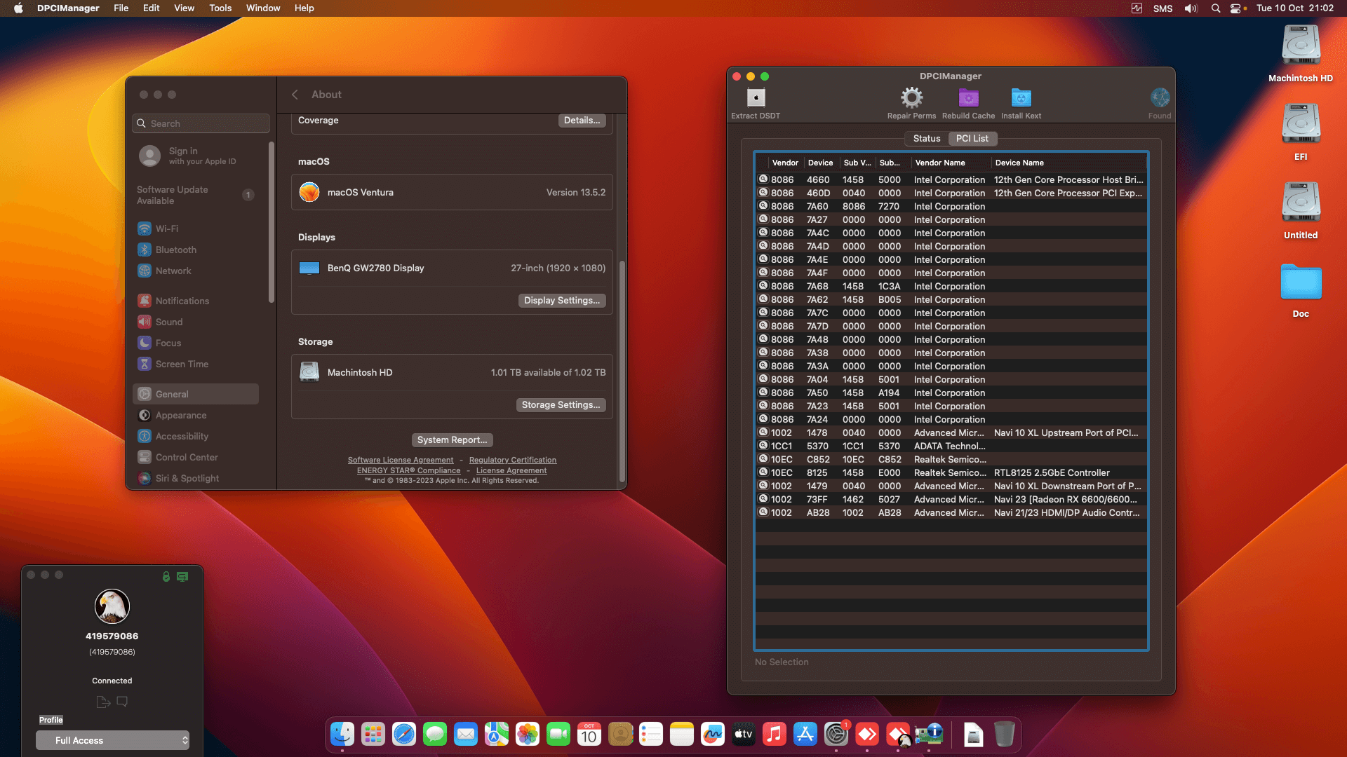 Gigabyte Z790 UD AX + Intel Core i9 12900K + MSI RX 6650 XT 2nd   OpenCore 1
