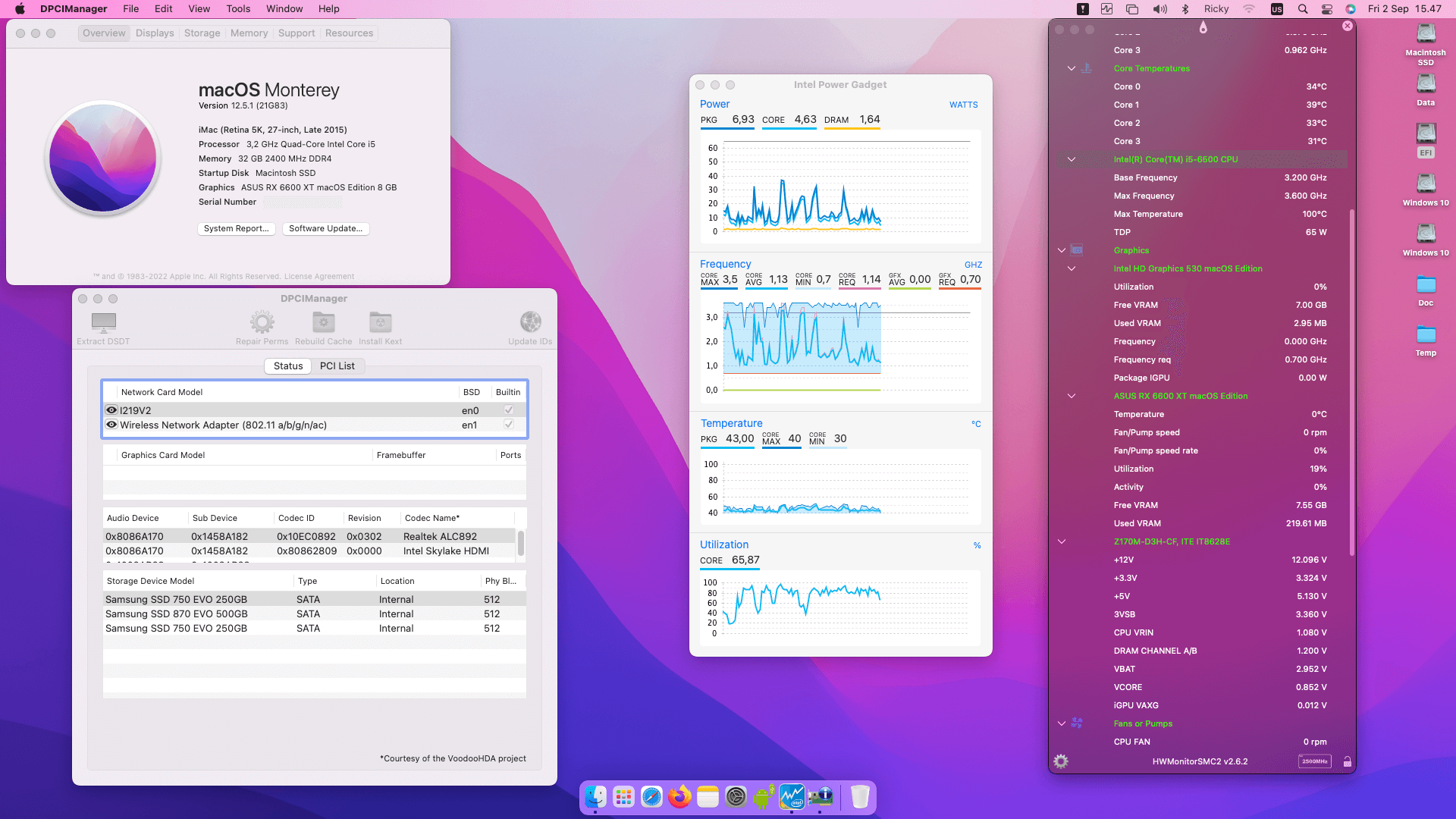 Gigabyte GA Z170M D3H + Intel Core i5 6500 + Asus RX 6600 XT   OpenCore 1