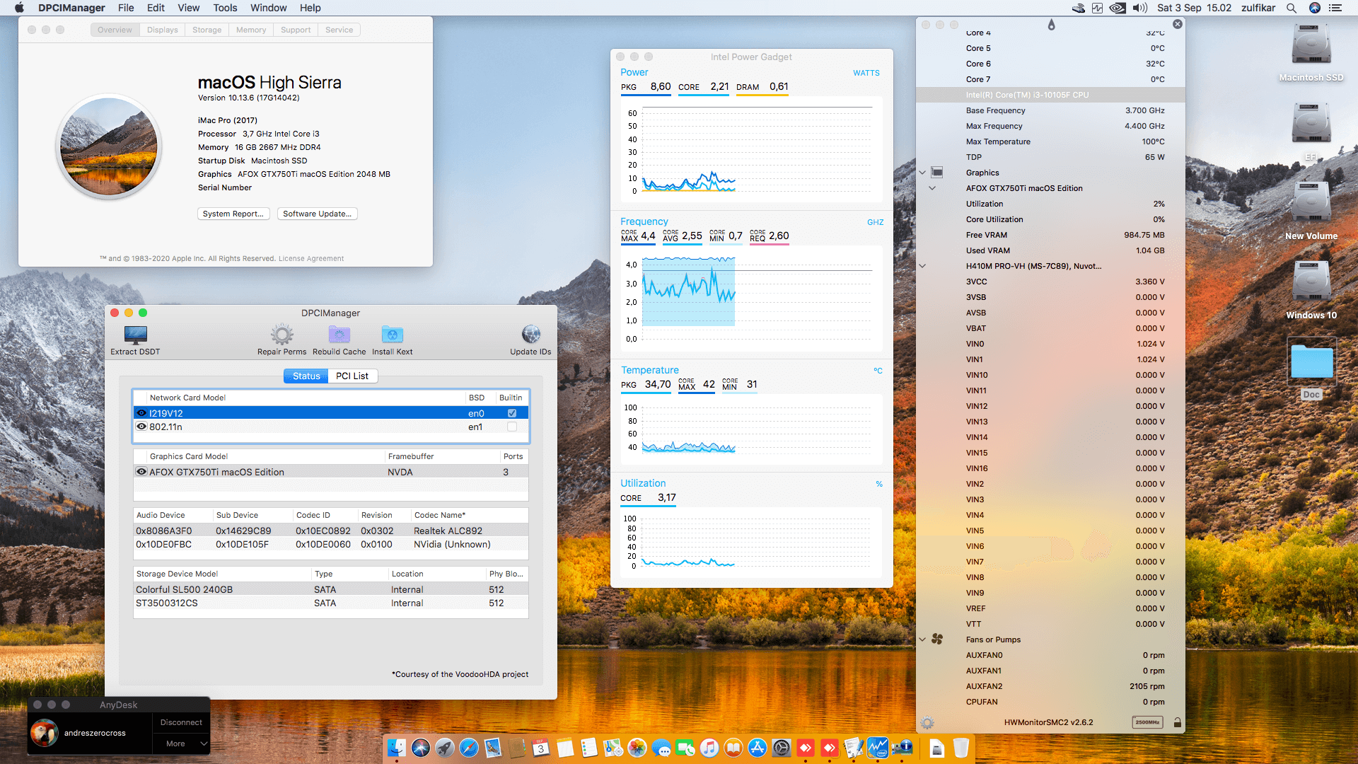 MSI H410M PRO VH + Intel Core i3 10105F + Afox GTX 750Ti   OpenCore 1