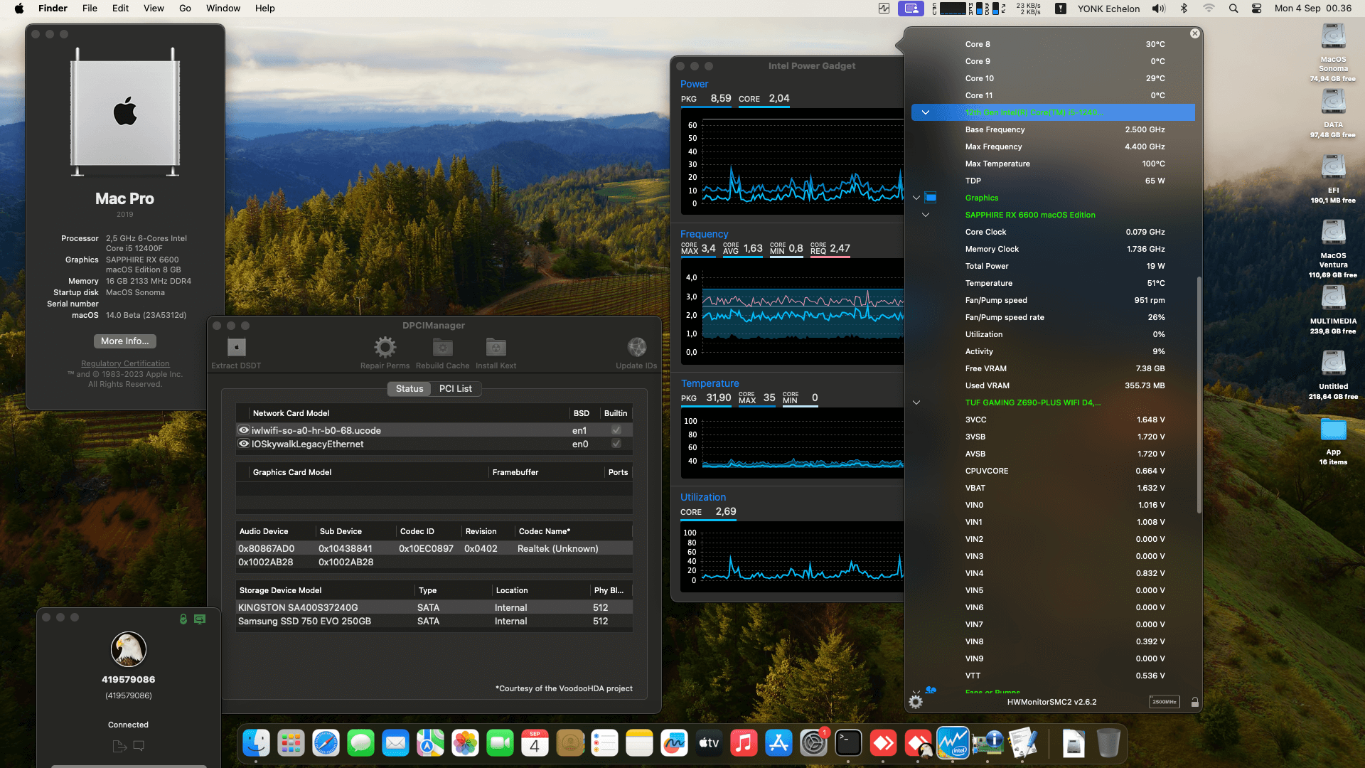 Asus TUF Gaming Z690 PLUS WIFI D4 + Intel Core i5 12400F + Sapphire RX 6600   OpenCore 1