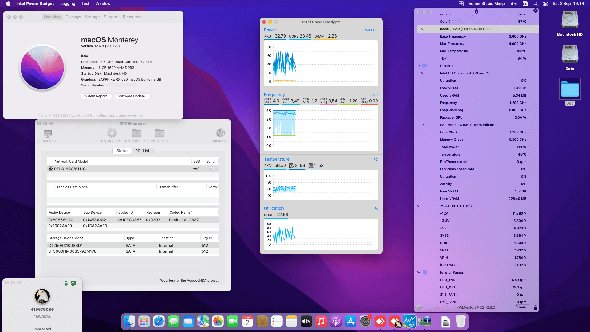 Gigabyte GA Z97 HD3 + Intel Core i7 4790 + Sapphire Pulse RX 580 2nd OpenCore 1
