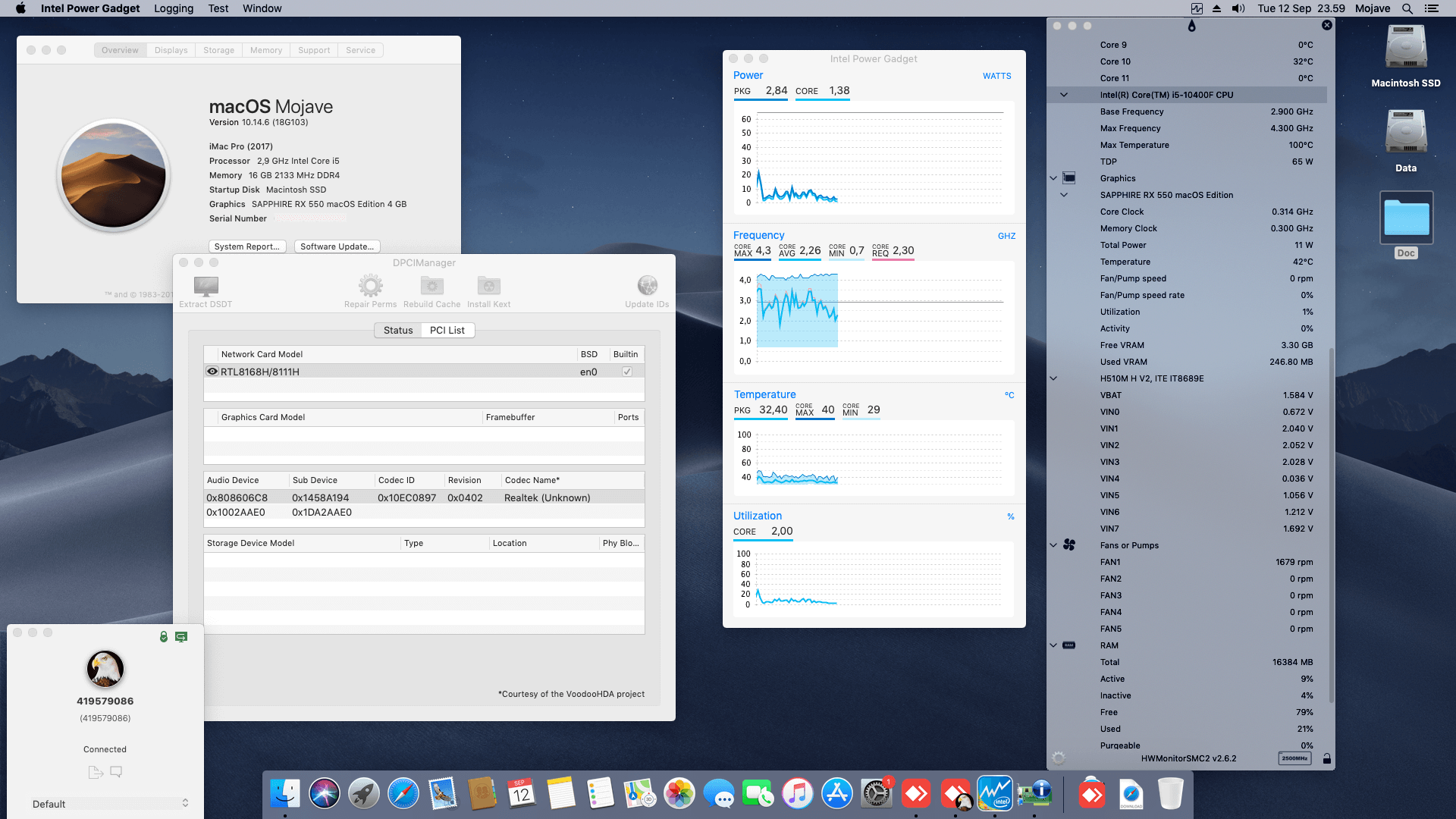Gigabyte H510M H V2 + Intel Core i5 10400F + Sapphire RX 550 OpenCore 1