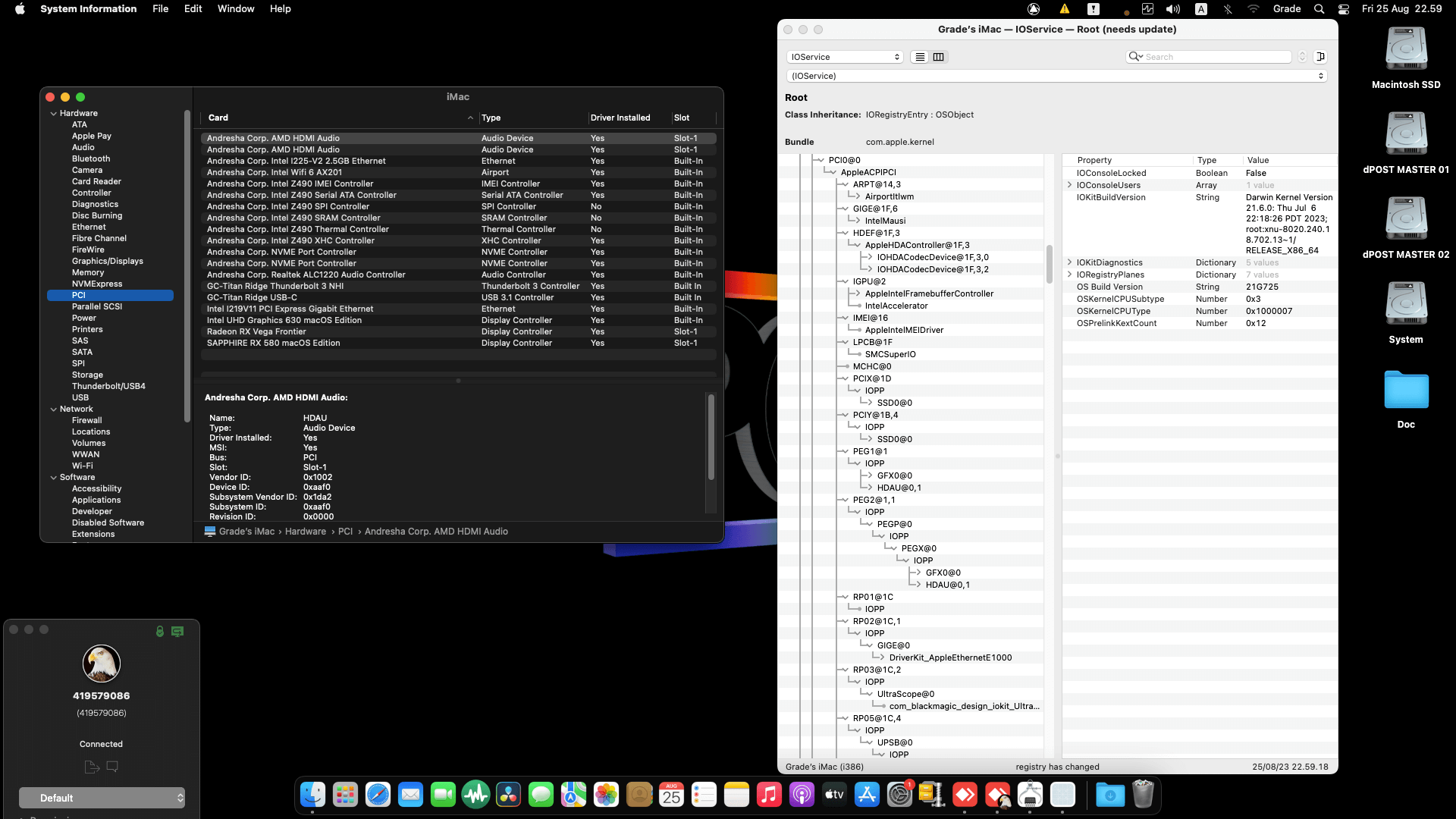 Gigabyte Z490 Vision D + Intel Core i7 10700K + Sapphire RX 580 + Radeon RX Vega Frontier OpenCore 1