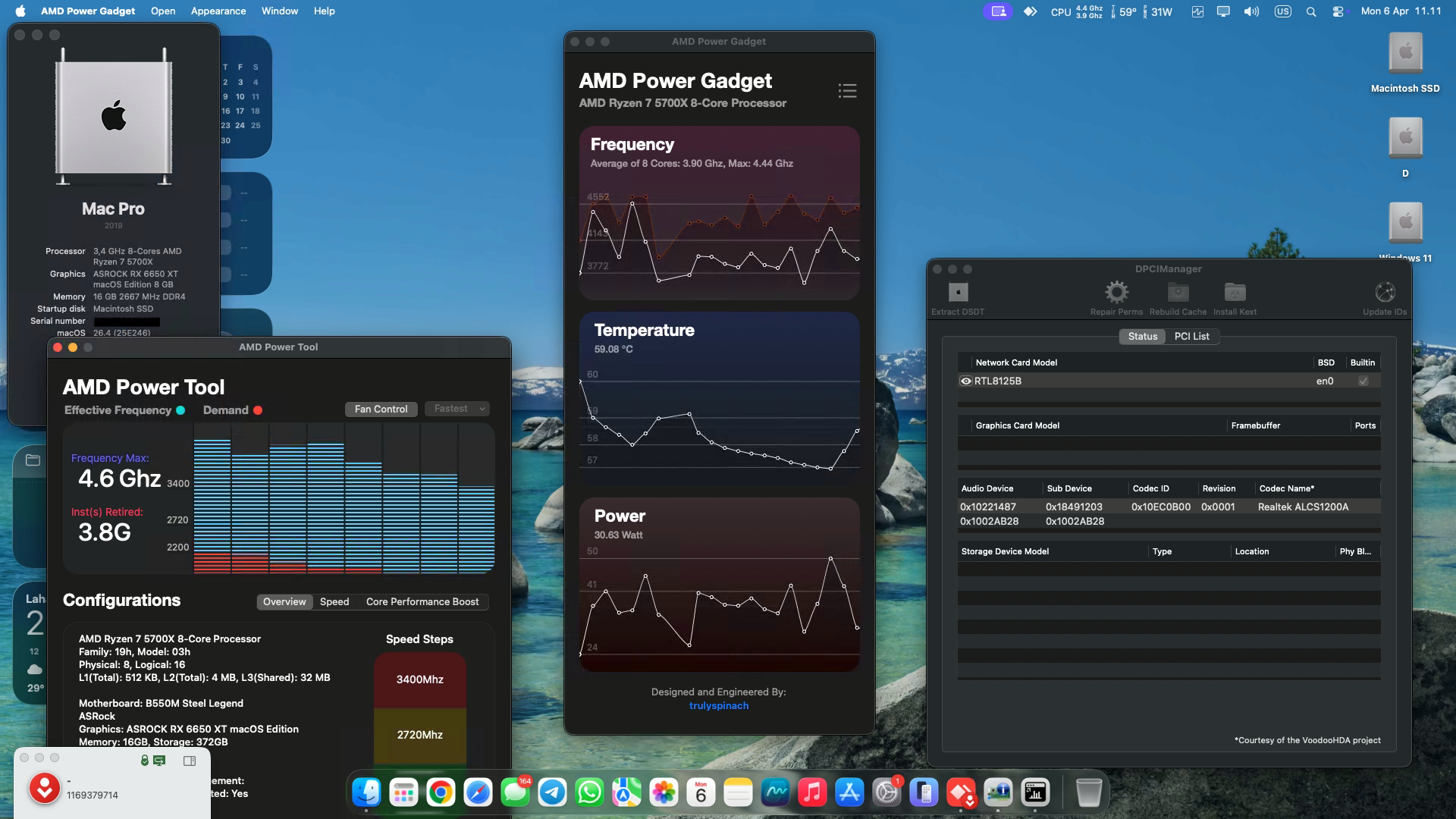 Success Hackintosh macOS Tahoe 26.4 Build 25E246 on Asrock B550M Steel Legend + AMD Ryzen 7 5700X + Asrock RX 6650 XT