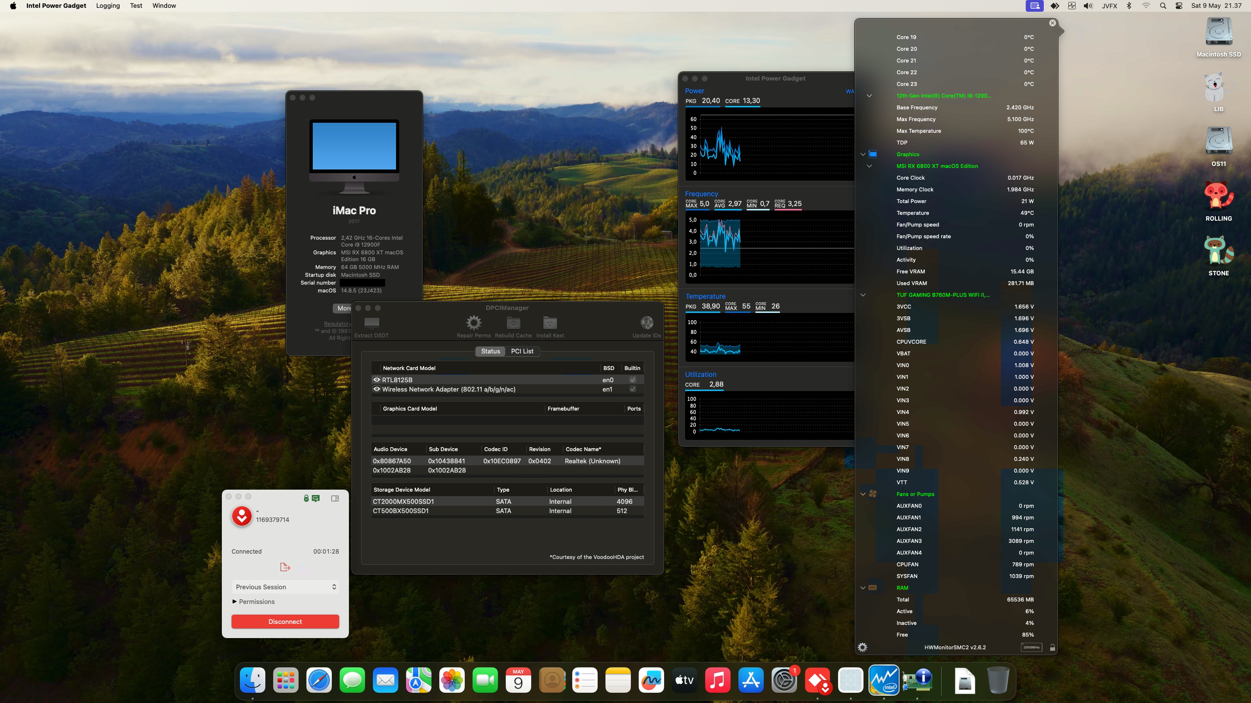 Success Hackintosh macOS Sonoma 14.8.5 Build 23J423 on Asus TUF Gaming B760M-Plus Wifi II + Intel Core i9 12900F + MSI RX 6800 XT