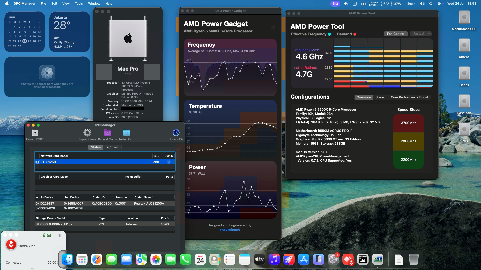 Success Hackintosh macOS Tahoe 26.5 Build 25F71 on Gigabyte B550M Aorus Pro + AMD Ryzen 5 5600X + MSI RX 6600 XT