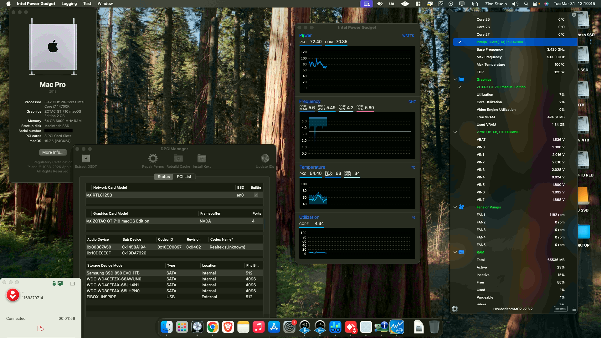 Success Hackintosh macOS Sequoia 15.7.5 Build 24G624 on Gigabyte Z790 UD AX Desktop + Intel Core i7 14700K + Zotac GT 710