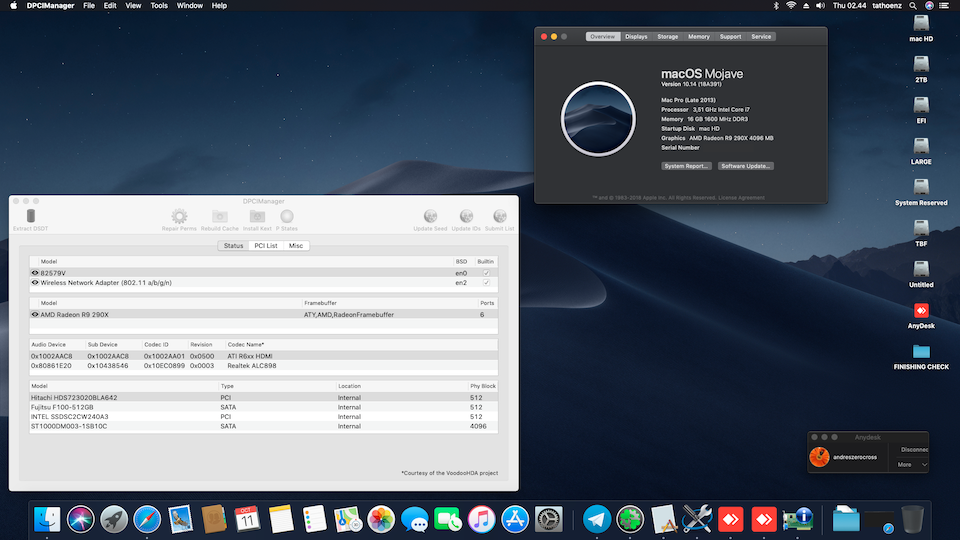 Success Hackintosh macOS Mojave 10.14 Build 18A391 at Asus Maximus V Formula + Intel® Core™ i7-3770K + AMD Radeon R9 290X