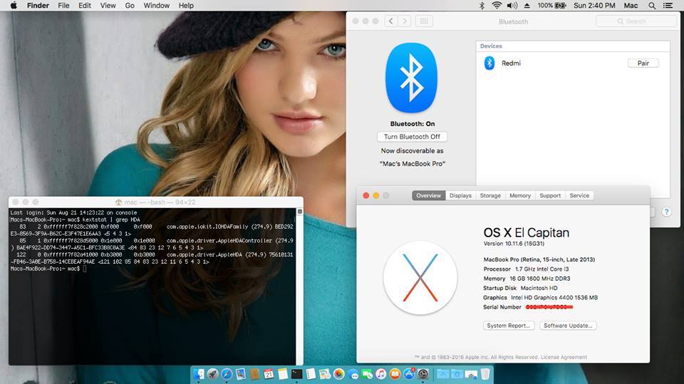 Success Install Hackintosh El Capitan 10.11.6 Build 15G31 at Toshiba Probook 430 G1